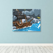 Toile Bateau pirate dans la tempête (Insitu (Plancher de Bois))