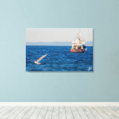 Toile Bateau remorqueur et oiseau sur Mutiny Bay #2 (Insitu (Plancher de Bois))