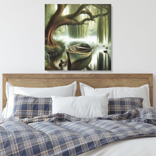Toile Bateau rustique sous un saule (Insitu(Chambre))