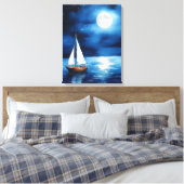Toile Bateau sous Pleine lune (Insitu(Chambre))