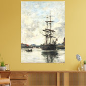 Toile Bateau sur les Touques Eugene Boudin(Français, 182 (Insitu(Salon))