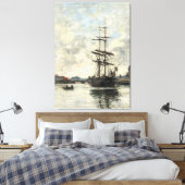 Toile Bateau sur les Touques Eugene Boudin(Français, 182 (Insitu(Chambre))