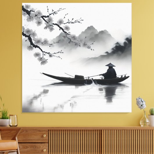 Toile bateau sur rivière (Insitu(Salon))