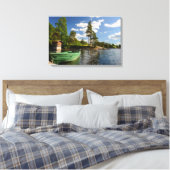 Toile Bateau vert dans un fjord en Norvège (Insitu(Chambre))