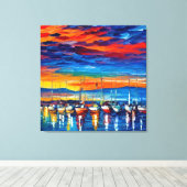 Toile Bateaux À Voile Aquarellés Au Coucher Du Soleil (Insitu (Plancher de Bois))