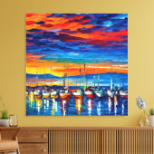 Toile Bateaux À Voile Aquarellés Au Coucher Du Soleil (Insitu(Salon))
