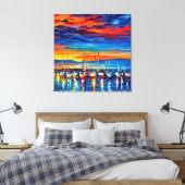 Toile Bateaux À Voile Aquarellés Au Coucher Du Soleil (Insitu(Chambre))