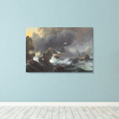 Toile Bateaux dans la détresse outre d'une côte rocheuse (Insitu (Plancher de Bois))