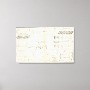 Toile Bateaux de dessins, ponts, chariots, projectiles