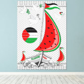 Toile Bateaux de la Flottille de la Liberté Mondiale à G (Insitu (Plancher de Bois))