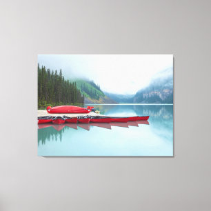 Toile Bateaux de Lake Louise par une journée brumeuse
