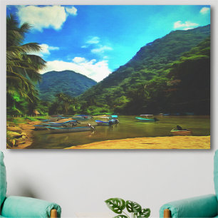 Toile Bateaux de pêche de la rivière Mismaloya 0344 Art