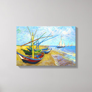 Toile Bateaux de pêche sur la plage par Vincent Van Gogh