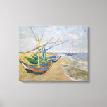 Toile Bateaux de pêche | Vincent Van Gogh<br><div class="desc">Bateaux de pêche sur la plage à Saintes-Maries (1888) par l'artiste post-impressionniste néerlandais Vincent Van Gogh. L'oeuvre d'origine est une peinture marine sur toile représentant plusieurs bateaux de pêche sur la côte océanique. Utilisez les outils de conception pour ajouter du texte personnalisé ou personnaliser l'image.</div>