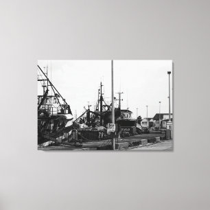 Toile Bateaux De Port Monochrome Noir Et Blanc