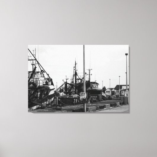 Toile Bateaux De Port Monochrome Noir Et Blanc (Recto)