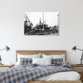 Toile Bateaux De Port Monochrome Noir Et Blanc (Insitu(Chambre))
