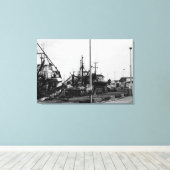 Toile Bateaux De Port Monochrome Noir Et Blanc (Insitu (Plancher de Bois))
