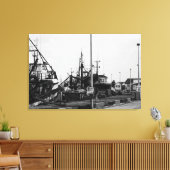 Toile Bateaux De Port Monochrome Noir Et Blanc (Insitu(Salon))