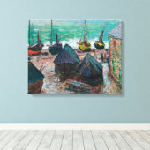 Toile Bateaux sur la plage à É tretat | CLAUDE MONET | (Insitu (Plancher de Bois))