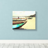Toile Bateaux sur la plage tropicale (Insitu (Plancher de Bois))