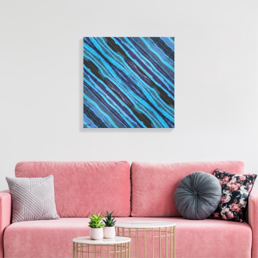 Toile Batik Wavy Stripes Stretched Canvas Print (Insitu(Salon))