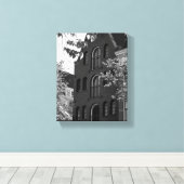 Toile Bâtiment historique noir et blanc à Amsterdam (Insitu (Plancher de Bois))