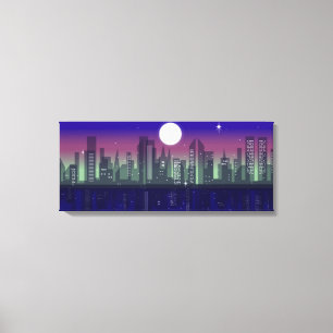 Toile Bâtiments allumés la nuit