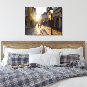 Toile Bâtiments anciens Cobblestone Rues Street Lampe de