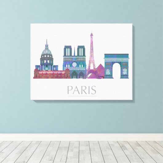 Toile Bâtiments couleur Paris Skyline (Insitu (Plancher de Bois))