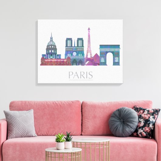 Toile Bâtiments couleur Paris Skyline (Insitu(Salon))