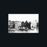 Toile Bâtiments d'Amsterdam noir et blanc<br><div class="desc">Bâtiments Amsterdam noir et blanc silhouette art mur</div>