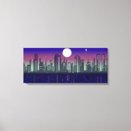 Toile Bâtiments illuminés la nuit (Recto)