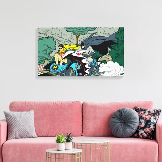 Toile Batman Et Robin En Batcycle (Insitu(Salon))
