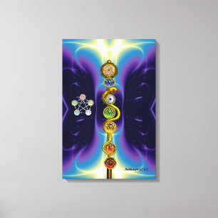 TOILE BÂTON D'ASCLEPIUS 7 CHAKRAS, YOGA, ÉNERGIE SPIRITU