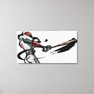 Toile Batte balançoire du joueur de baseball, vue latéra