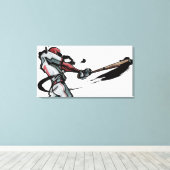 Toile Batte balançoire du joueur de baseball, vue latéra (Insitu (Plancher de Bois))