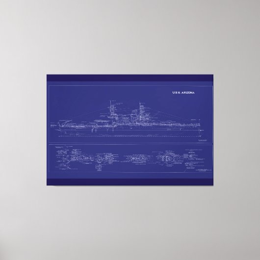 Toile Battleship USS Arizona Blueprint (Recto)