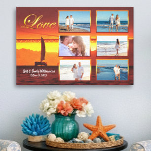 Toile Bay Bridge Sunset Sailboat Love Collage 1124 Art