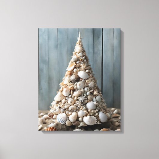 Toile Beach Art Seashells Coastal Christmas Tree Decor (Recto)