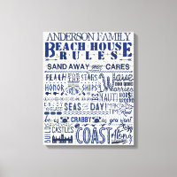 Beach House Rules Custom Family Cottage Panneau Bl