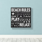 Toile Beach Rules By the Seashore Crisp Noir & blanc (Insitu (Plancher de Bois))