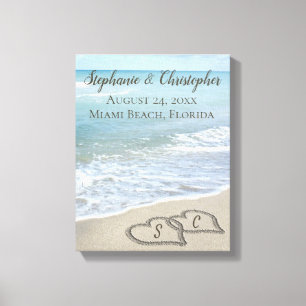 Toile Beach Wedding Hearts