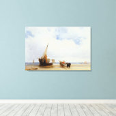 Toile Beached Vessels and a Wagon near Trouville, c.1825 (Insitu (Plancher de Bois))