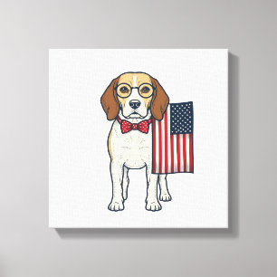 Toile Beagle patriotique avec drapeau vintage vector art