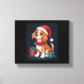 Toile Beagle Xmas Éclairage Père Noël Beagle Chien Noël (Recto)