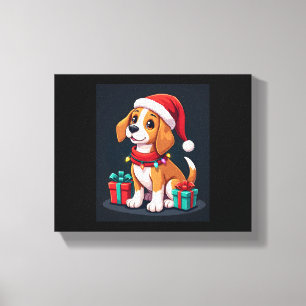 Toile Beagle Xmas Éclairage Père Noël Beagle Chien Noël 