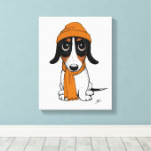 Toile Beanie Dog | Cute Piebald Dachshund (Insitu (Plancher de Bois))