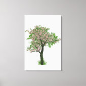 Toile Beau arbre solitaire avec petites fleurs roses (Recto)