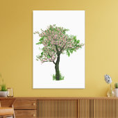 Toile Beau arbre solitaire avec petites fleurs roses (Insitu(Salon))